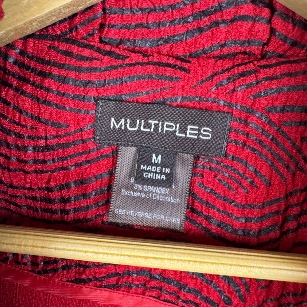 Multiples Textured Button Front Jacket Medium Red… - image 6